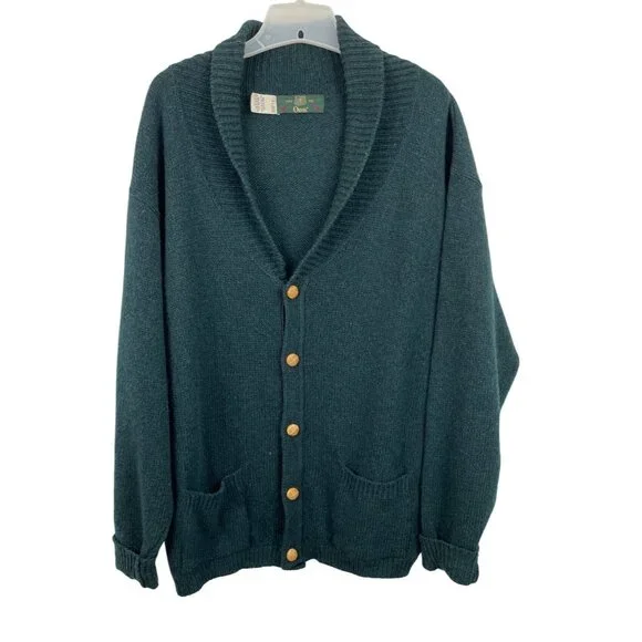 Orvis Sweaters Vintage Orvis Green Shawl Collar Button Wool